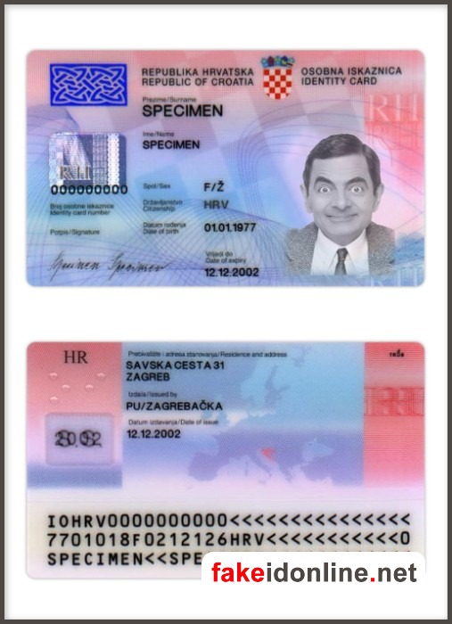 Croatia ID Card Template PSD